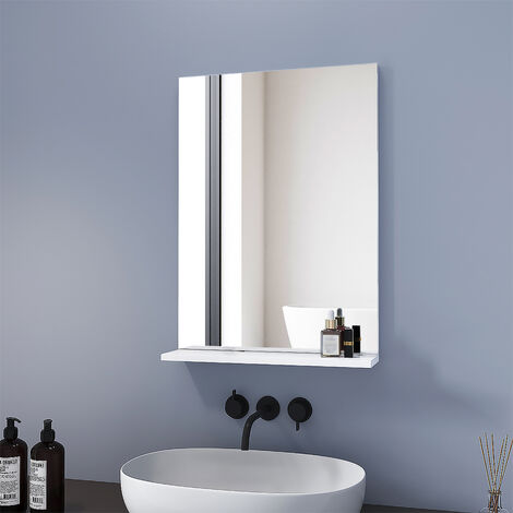 Meykoers Spiegel Badspiegel 50×70 cm Wandspiegel mit Ablage Rechteck Badezimmerspiegel - 50x70cm | Typ 04 Vertikale