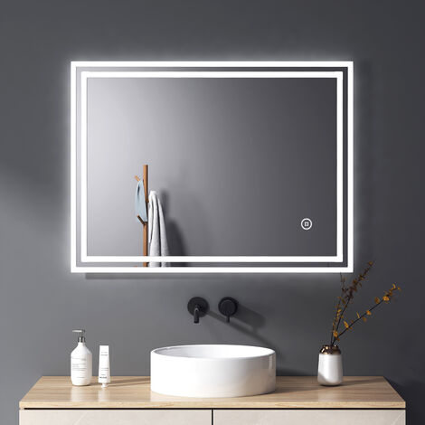 Led Badspiegel Beleuchtung mit Touch Beschlagfrei Dimmbar Badezimmerspiel 70x90 