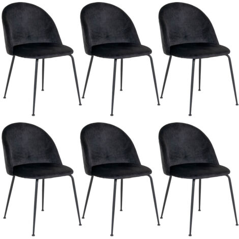 Meyrin - lot de 4 chaises velours noir et pieds métal noir - Conforama