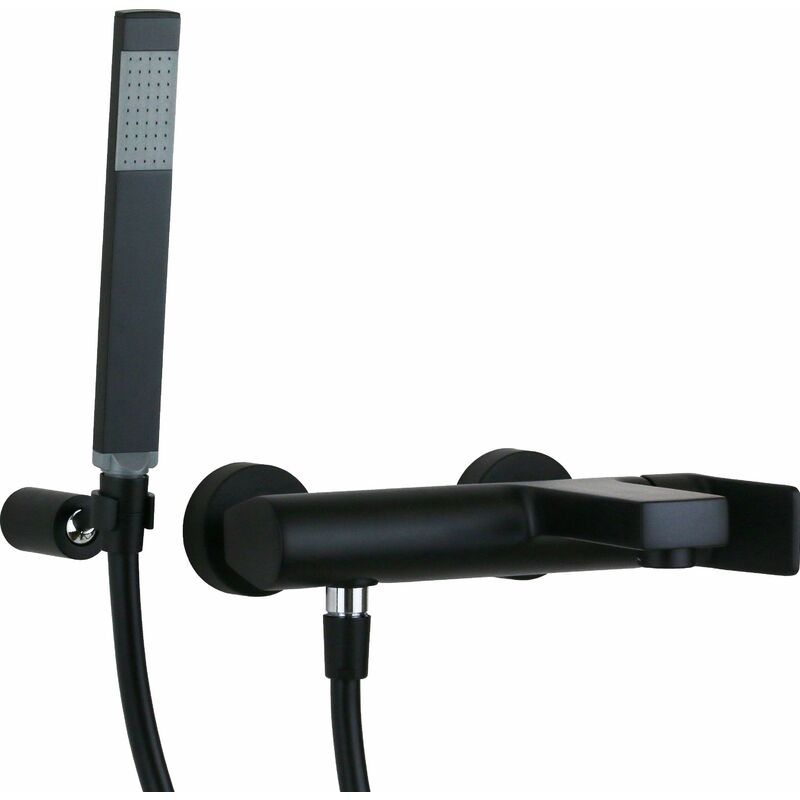 

Paffoni - Mezclador de bañera de pared completo con ducha de mano y flexible Tilt TI023 | Negro mate