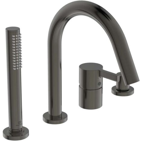 Mezclador de bañera de sobremesa con 4 orificios JOY con caño magnético gris con ducha de mano y desviador IDEAL STANDARD