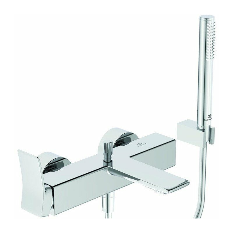 

Ideal - Mezclador de baño CHECK cromado expuesto con varilla-HB, flexo de ducha, soporte de pared STANDARD