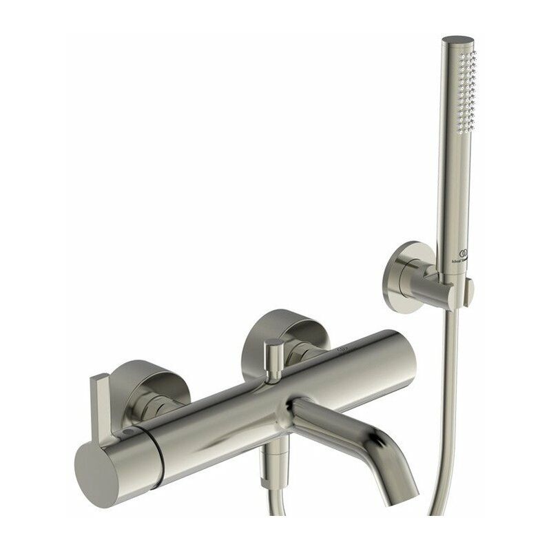 

Mezclador de baño JOY con ducha de mano de bastón plateado Manguera de ducha Storm y soporte de pared IDEAL STANDARD