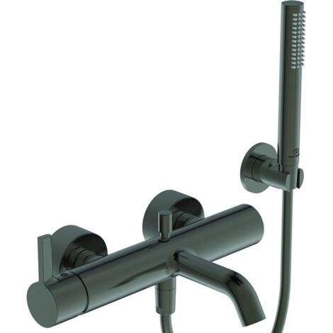 Mezclador de baño JOY con ducha de mano de varilla Gris magnético, manguera de preparación y soporte de pared IDEAL STANDARD
