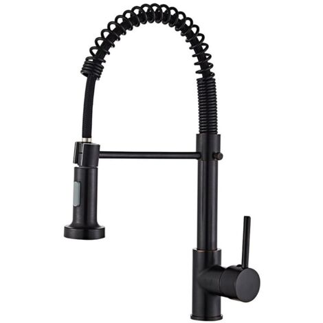 Mezclador de cocina Grifo de cocina negro Mat con ducha de mano extraíble negra Ulisem