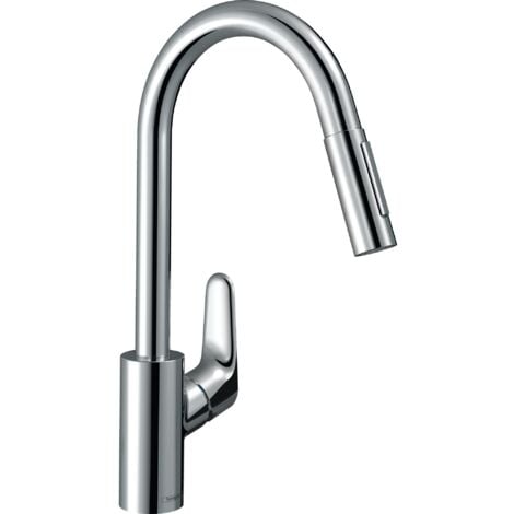 Mezclador de cocina HANSGROHE 240 con rociador extraíble de 2 chorros cromado Focus M41