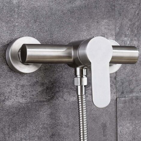 Mezclador de ducha de pared de acero inoxidable con monomando para agua fría y caliente