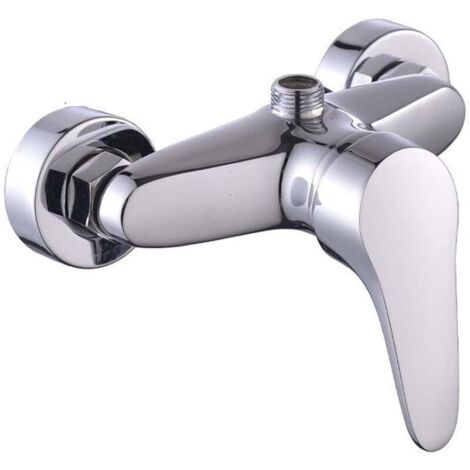 Mezclador de ducha monomando cromado, caño de pared de 1/2 pulgada, adecuado para columnas de ducha, grifos de agua fría y caliente, plateado