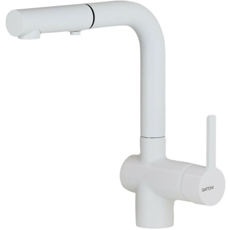 

Mezclador de fregadero con ducha extraíble blanco mate Gattoni Pesci 4070/PCBO | Blanco mate