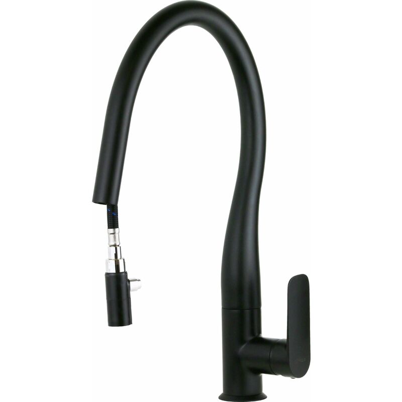 

Mezclador de fregadero de cocina con ducha de mano extraíble de 2 chorros Paini Nove 09CR591D-09YO591TCD | Negro mate
