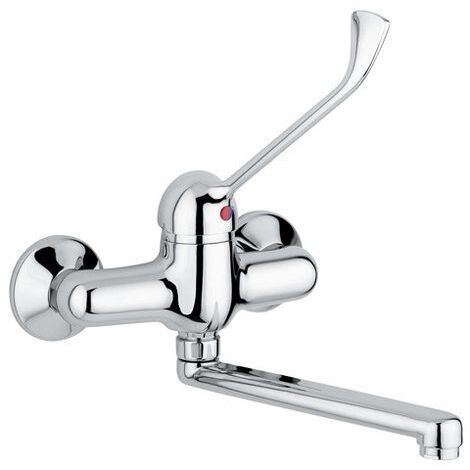 Mezclador de fregadero de pared con palanca clínica y caño giratorio Idral 02400  Cromo