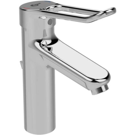Mezclador de lavabo CERAPLUS 2 Grande con palanca de arco y desagüe de metal cromado IDEAL STANDARD