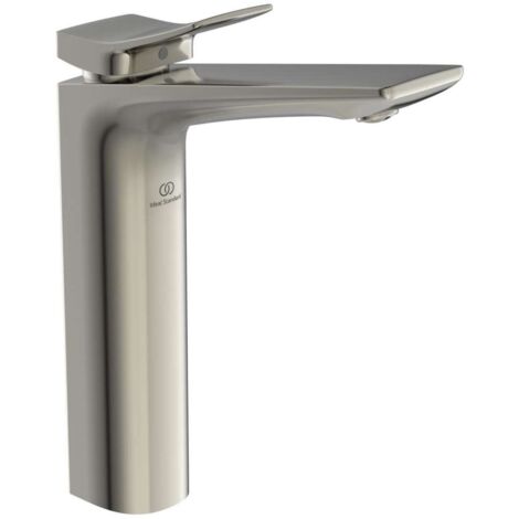 Mezclador de lavabo CHECK, saliente 150 mm, Storm plateado con base extendida, o desagüe ESTÁNDAR IDEAL