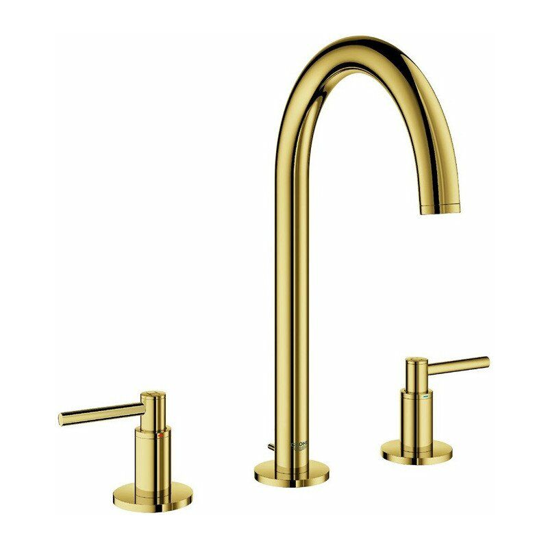 

Grohe - Mezclador de lavabo con 3 orificios Atrio 20009 Salida de manguera Manija de palanca dorado brillante