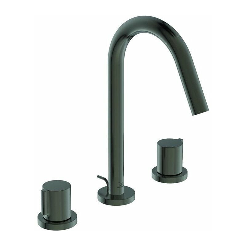 

Ideal - Mezclador de lavabo con 3 orificios JOY saliente 127 mm magnético gris con vaciador STANDARD