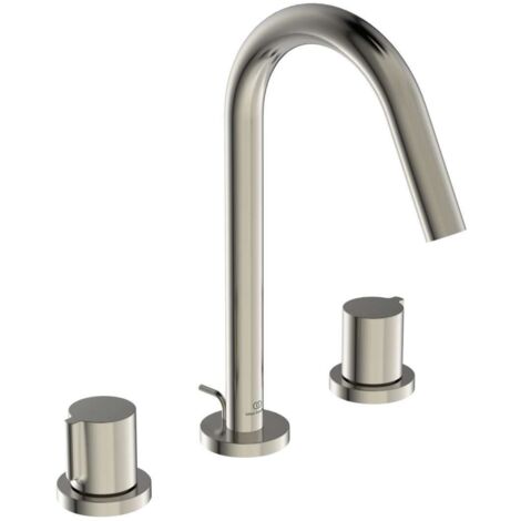 Mezclador de lavabo con 3 orificios JOY saliente 127 mm plateado Storm con vaciador IDEAL STANDARD