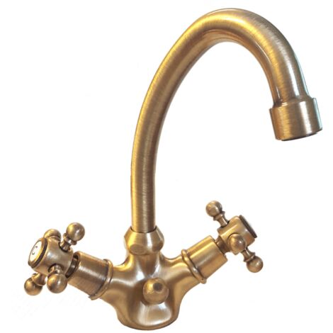 Mezclador de lavabo con soporte móvil Tiffany en bronce envejecido