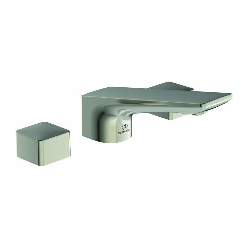 

Ideal - Mezclador de lavabo CONCA de 3 orificios con desagüe automático de metal plateado tormenta