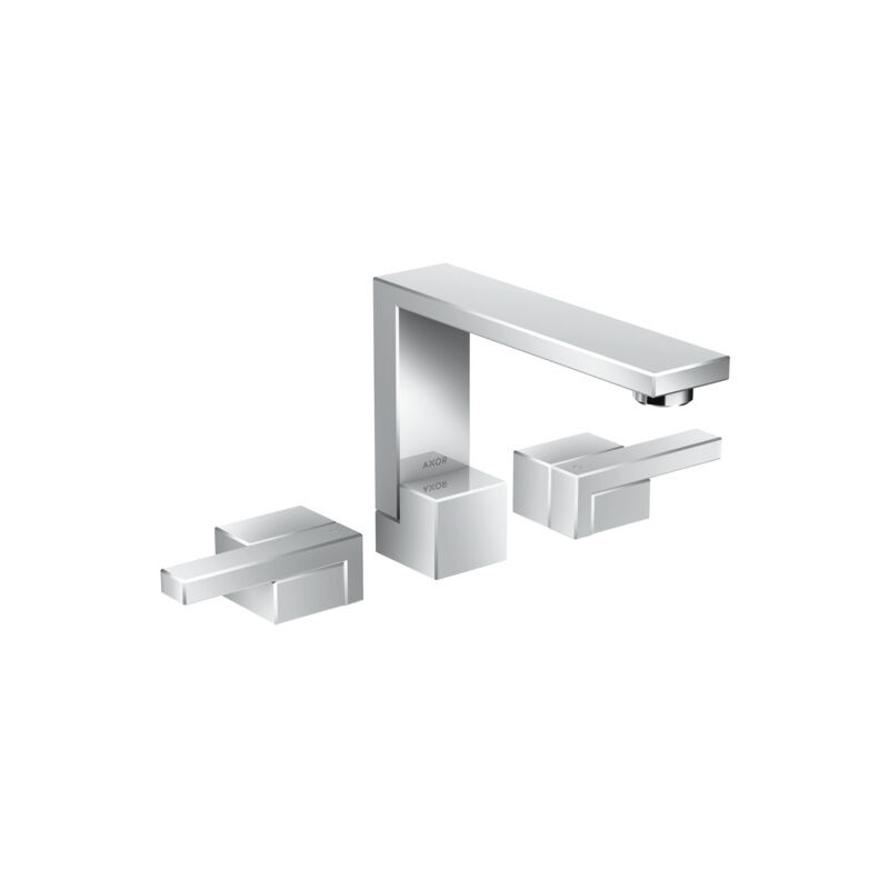 

Hansgrohe - mezclador de lavabo de 3 agujeros AXOR Edge 130 con residuos abiertos a presión, color: cromado - 46050000