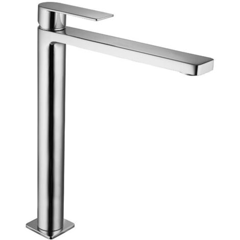 Mezclador de lavabo de caño alto en color acero cepillado Paffoni Tango TA081ST  Sin Desagüe  - Steel Looking