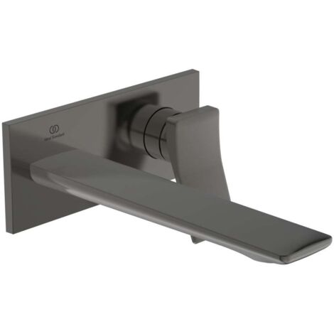 Mezclador de lavabo de pared CHECK proyección 225 mm gris magnético con roseta cuadrada, kit 2 IDEAL STANDARD