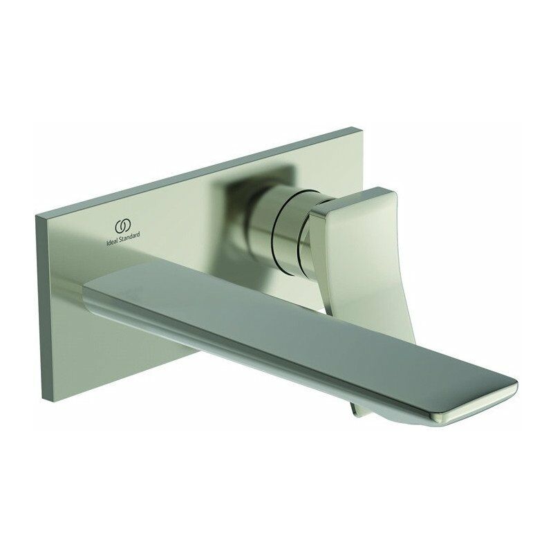 

Ideal - Mezclador de lavabo de pared CHECK saliente 180 mm plateado Storm con rosetón cuadrado, kit 2 STANDARD