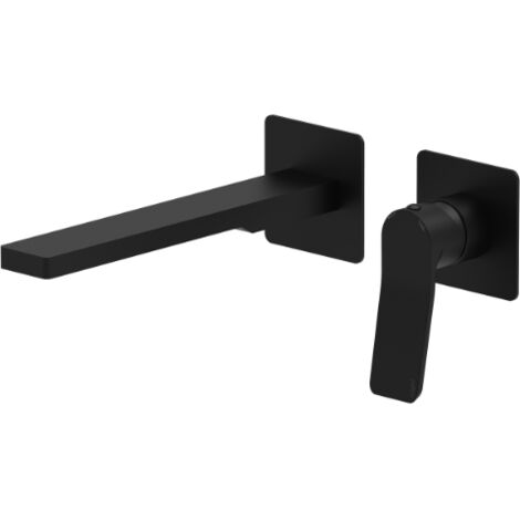 Mezclador de lavabo de pared con 2 placas negro mate, caño de 150 mm Paffoni TILT TI104NO70  Negro mate - 150mm