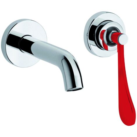 Mezclador de lavabo de pared con caño de 190 mm de largo con palanca roja Mamoli Paola&TheBathroom 494700000C21 Roja