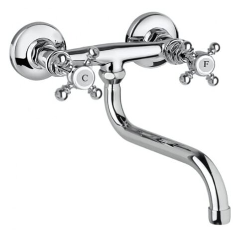 Mezclador de lavabo de pared con caño móvil Tiffany cromo