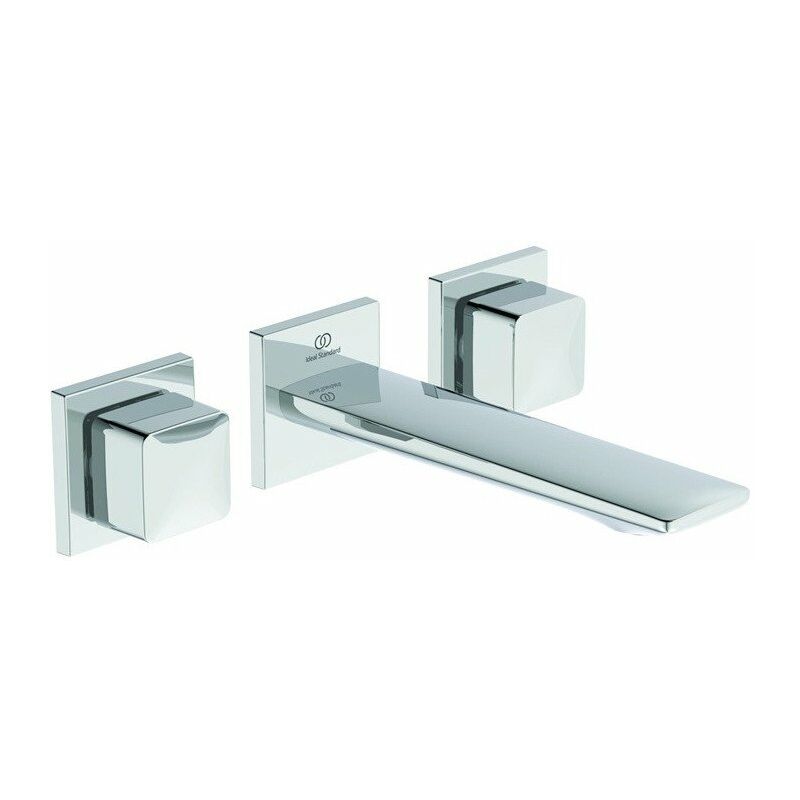 

Ideal - Mezclador de lavabo de pared CONCA de 3 orificios sin desagüe automático con cromado