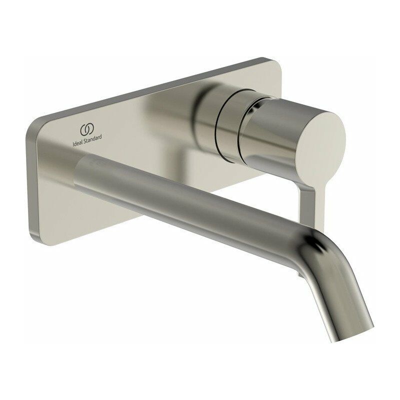 

Ideal - Mezclador de lavabo de pared JOY saliente 180 mm plateado Storm kit 2, rosetón cuadrado STANDARD