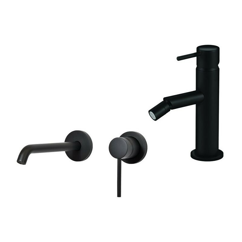 

Mezclador de lavabo de pared y bidé en negro mate Gattoni Easy KITEASY3NO | Negro mate