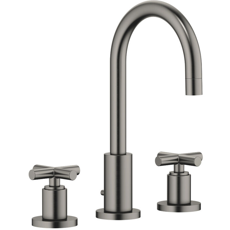 

Dornbracht Tara mezclador de lavabo de tres agujeros, con desagüe automático, proyección de 135 mm, 20710892, color: Platino oscuro mate - 20710892-99