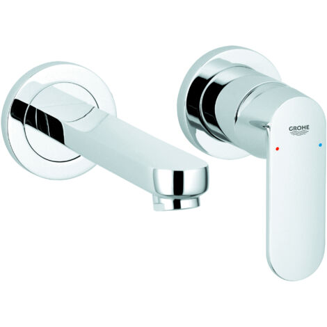 Mezclador de lavabo Grohe Eurosmart Cosmopolitan de 2 agujeros, montaje en pared, proyección de pared 172mm, juego listo para el montaje - 19381000