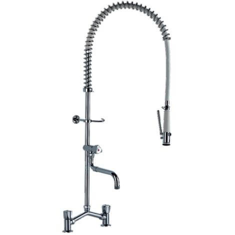 Mezclador de lavabo monoboca telescópico grande para cocina con flexible blanco