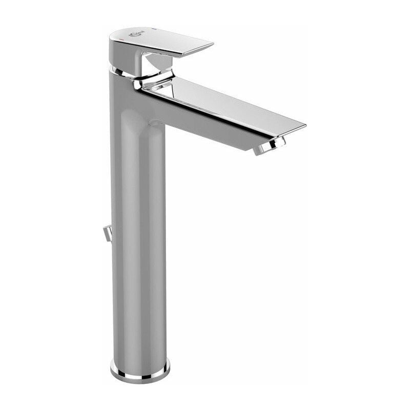 

Mezclador de lavabo TESI con base extendida con vaciador cromado STANDARD - Ideal