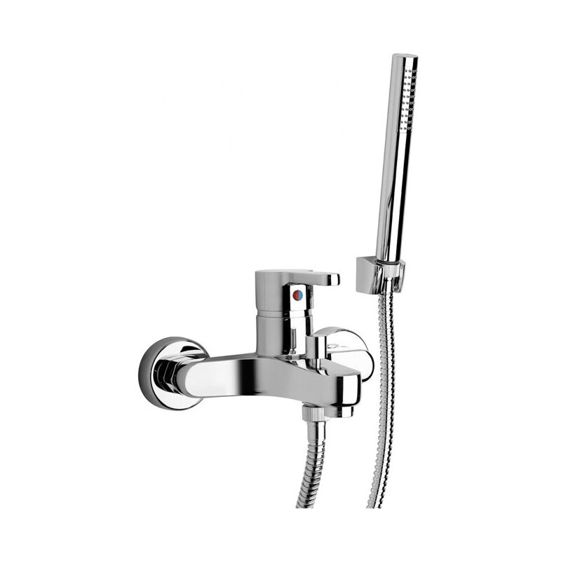 

Mezclador exterior de bañera en latón cromado con ducha de mano Fortis | Cromado