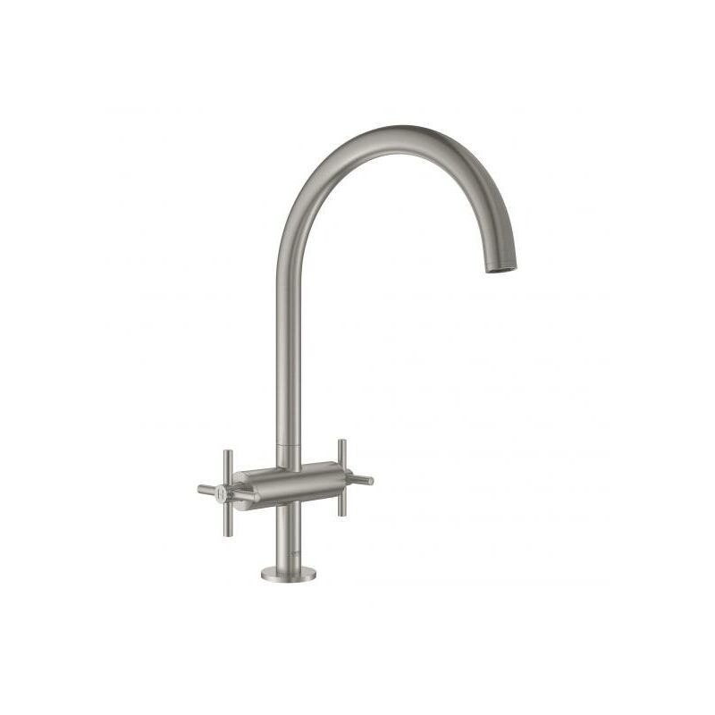 

Mezclador Atrio de dos manijas para el fregadero, DN15, caño C, color: súper acero - 30362DC0 - Grohe