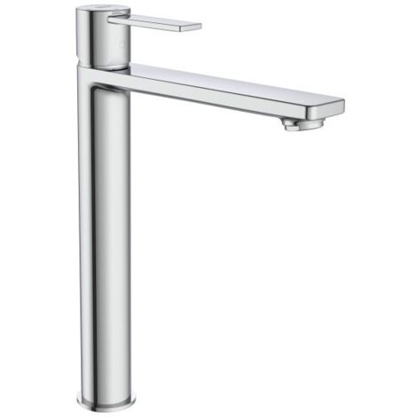 MEZCLADOR LAVABO TARGA DE CUERPO LISO CON AIREADOR Y CAÑO ALTO CROMO