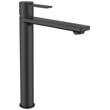 MEZCLADOR LAVABO TARGA DE CUERPO LISO CON AIREADOR Y CAÑO ALTO NEGRO MATE