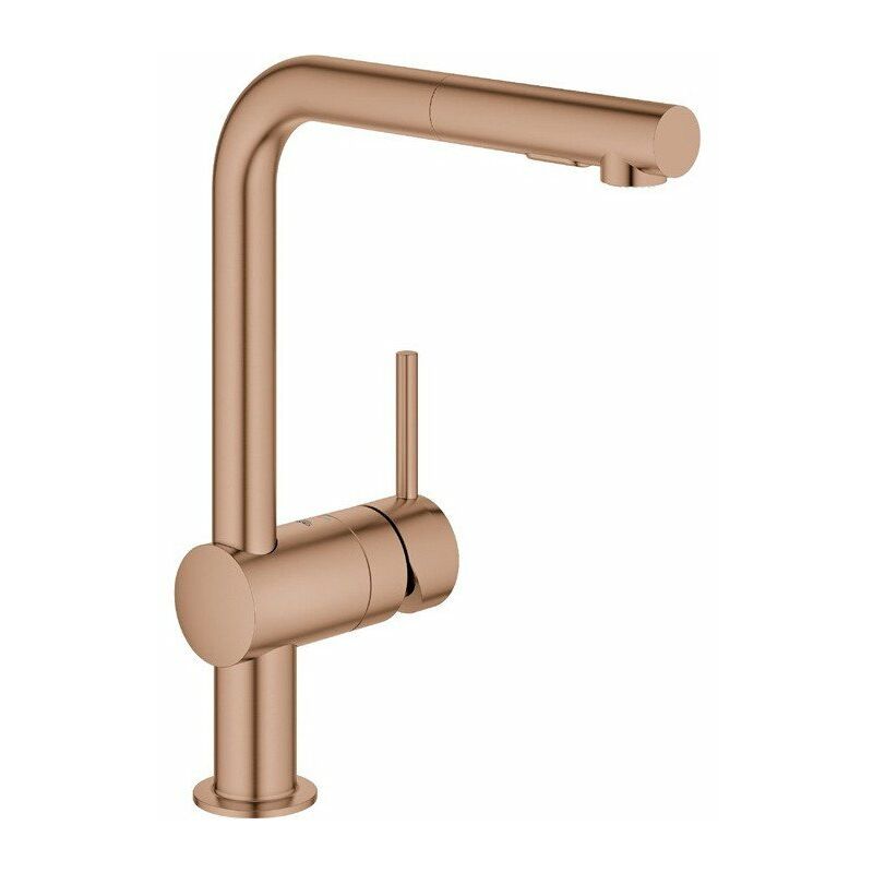 

Mezclador monomando de fregadero Minta 30274 L- azb. Ducha de enjuague en oro rosa brillante de Geb.