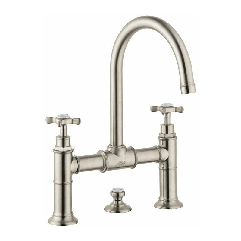 

Hansgrohe - Mezclador monomando de lavabo 220 con puente y desagüe de níquel cepillado