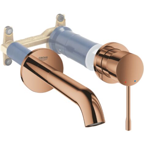 Mezclador monomando de lavabo Grohe Essence de 2 orificios, tamaño M - Warm sunset + cuerpo empotrado