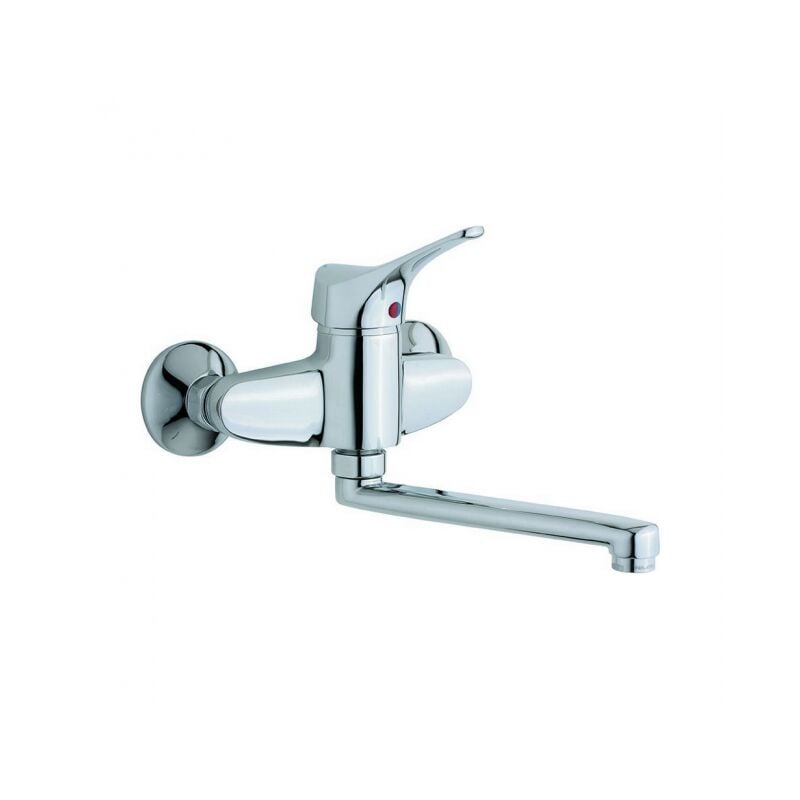 

Mezclador monomando de pared Cisal M3000400 para fregadero en latón cromado | Cromado