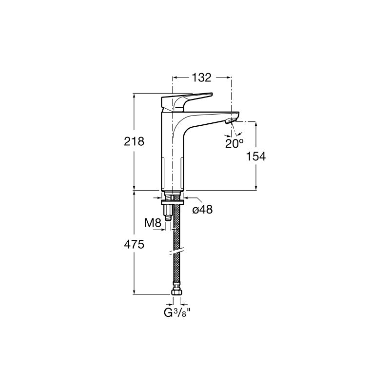 

Roca - Mezclador de caño mezzo plus para lavabo con cuerpo liso Cold Start - Serie Atlas