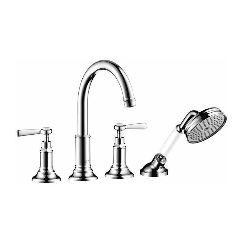 

Hansgrohe - Mezclador monomando para bañera con 4 orificios, níquel cepillado