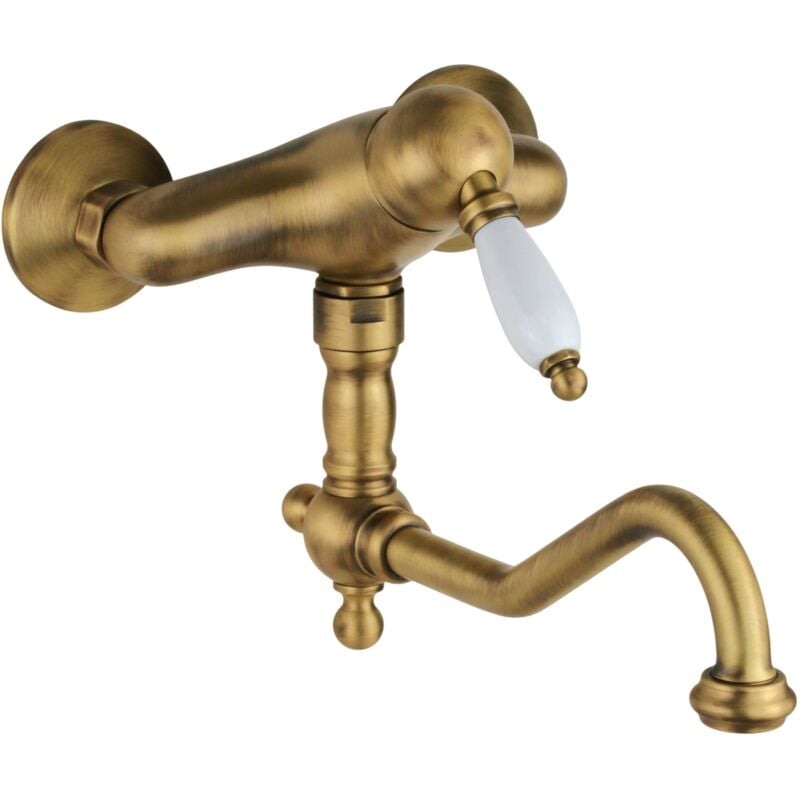 

Gattoni Rubinetteria - Mezclador monomando para fregadero en color bronce con fijación a pared Gattoni Orta Old 2762/27VB.OLD | Bronce