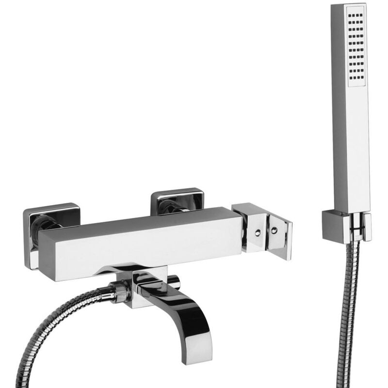 

Mezclador de baño externo con set de ducha de pared fijo Paini Dax R 84CR100R | Cromo