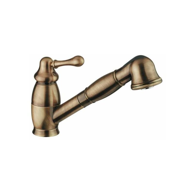 Sandri - Mezclador retro del lavabo MAYA con ducha de mano de bronce antiguo