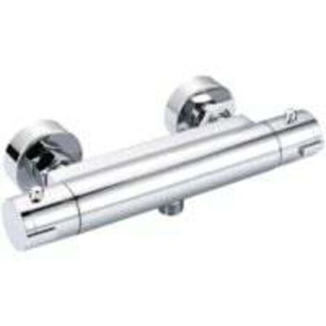 Mezclador termostático de ducha de pared cromado con pulsador de seguridad, latón macizo – DBWF01GR